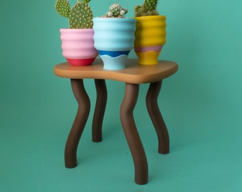Postmodern Brown Plant Stand - Lonesome Road - Small 8" Stand Perfect for Displaying Plants - 3D Printed Aesthetic Apartment Décor