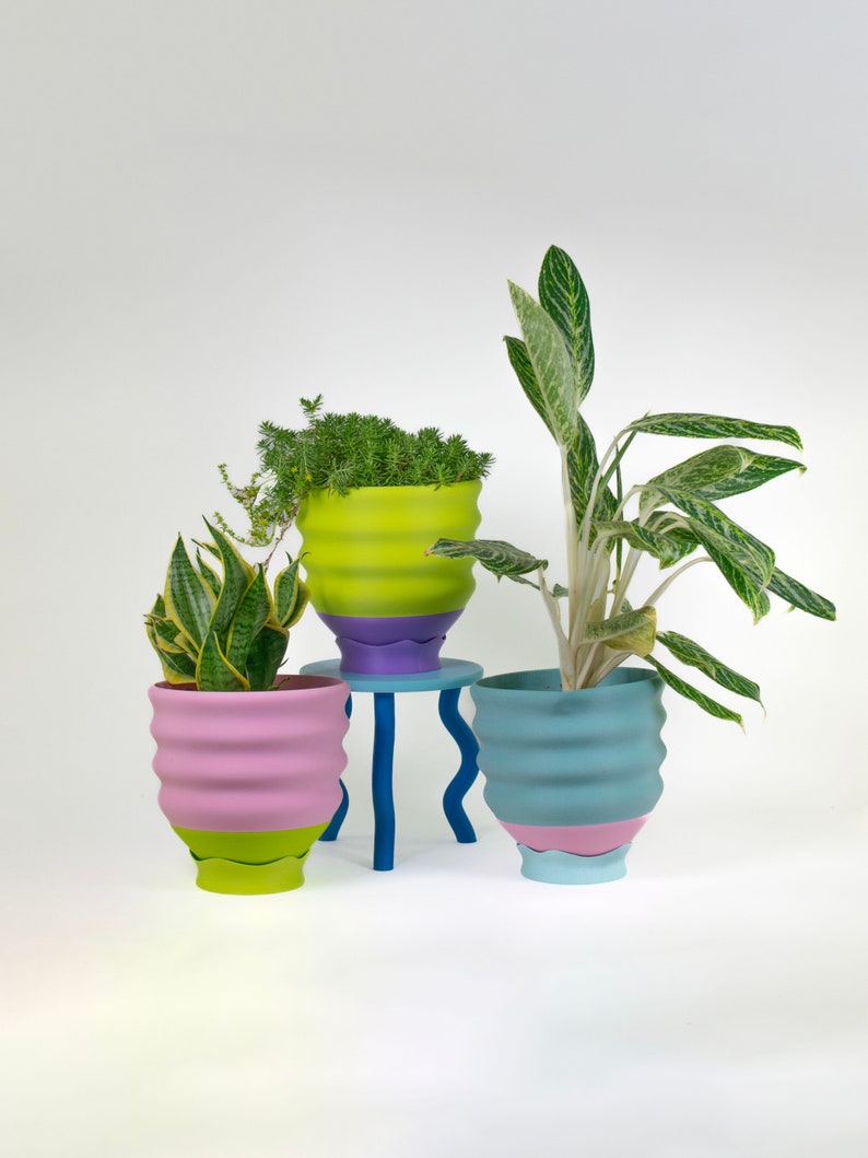 Large 7.5 Plum Lime Wavy Planter Cute Colorful 3D Printed image 2
