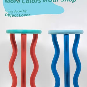 The Jelly Table Colorful Side Table Wavy Postmodern Funky Nightstand Maximalist Home Decor Fun Barbiecore Furniture Red & Pink image 4