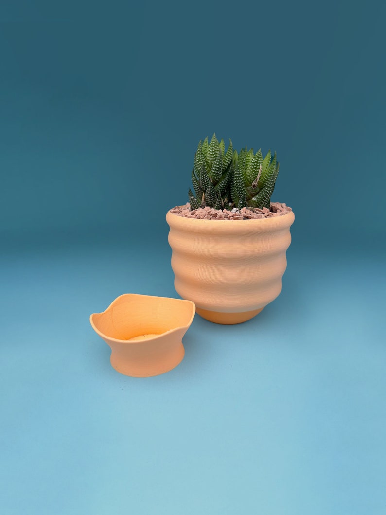 Small Wavy Orange Planters Colorful 3 Dopamine Decor Little Maximalist Quirky Cute Fun Pastel Gift image 2