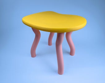 Soporte para plantas de interior rosa/amarillo - Divertido soporte para plantas de interior impreso en 3D, estilo posmoderno y ecléctico - Decoración maximalista, original y excéntrica, con un toque Y2K caprichoso