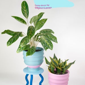 Large 7.5 Plum Lime Wavy Planter Cute Colorful 3D Printed image 7