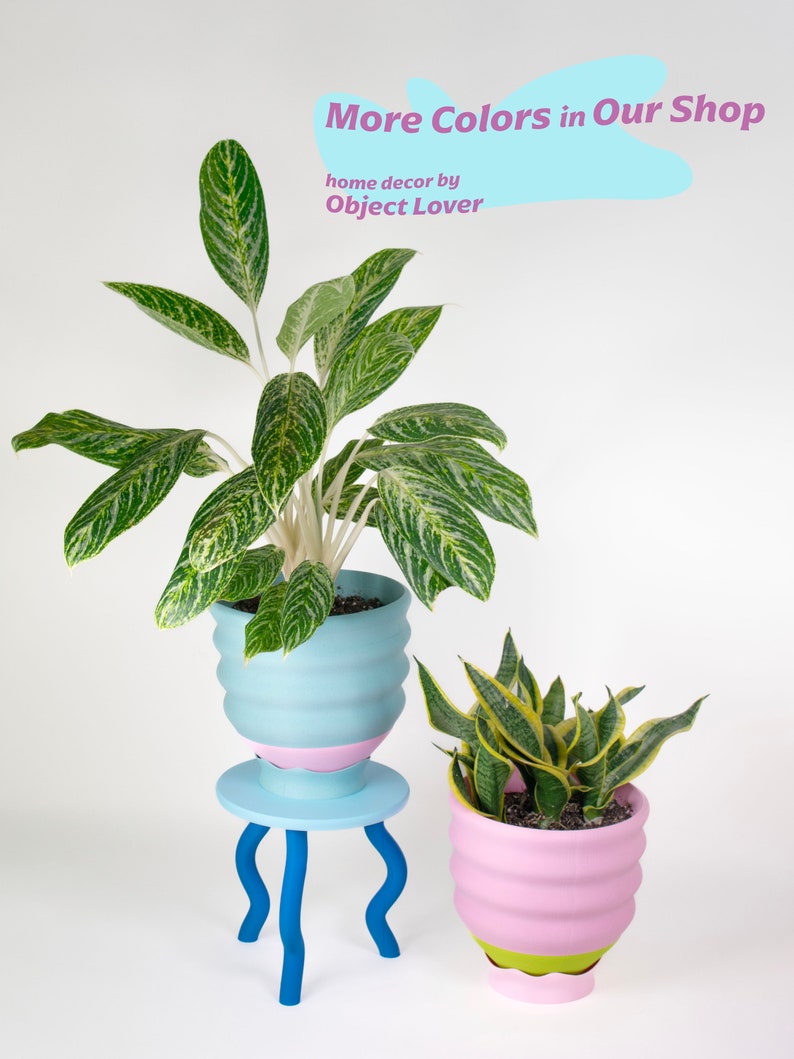 Large 7.5 Plum Lime Wavy Planter Cute Colorful 3D Printed image 7
