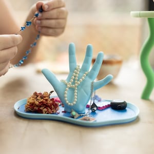 The Hand Tray Jewelry Dish Cute Dopamine Decor Ring Catchall Postmodern Memphis Aesthetic image 2