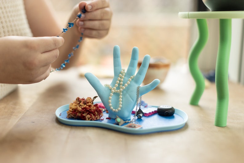 The Hand Tray Jewelry Dish Cute Dopamine Decor Ring Catchall Postmodern Memphis Aesthetic image 2