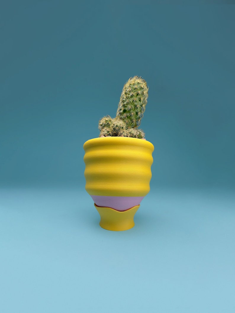 3 Wavy Yellow Planter Colorful Small Dopamine Decor Little Maximalist