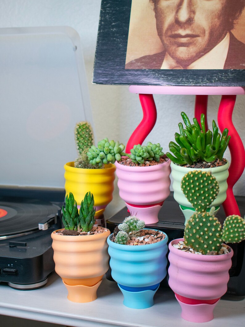 3 Wavy Yellow Planter Colorful Small Dopamine Decor Little Maximalist