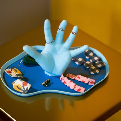 The Hand Tray - Catchall For Jewelry Trinkets and More - Swimming Pool Blues