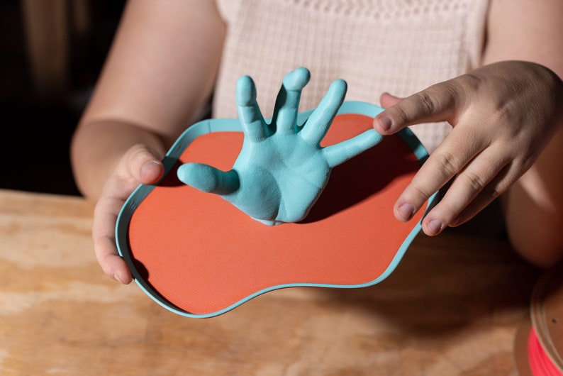 The Hand Tray Catchall For Jewelry & Trinkets Orange Teal Fun Funky Colorful Postmodern Fun Decor Maximalist Ring Dish Quirky Retro Cool image 9