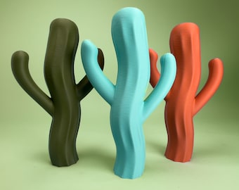 Cactus verde azulado: diseño original y original, decoración posmoderna, impresión 3D ligera.