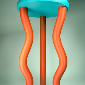The Orange & Teal Jelly Table Colorful Side Table Wavy Postmodern Funky Nightstand Fun Memphis Southwest Maximalist Bedside Table image 2