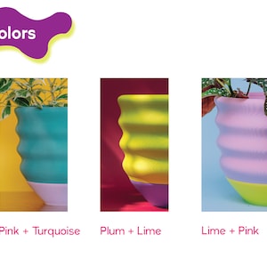 Large 7.5 Plum Lime Wavy Planter Cute Colorful 3D Printed image 3