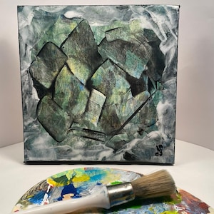 Fluid Art Gemälde auf Leinwand 20X20 cm, zeitgenössische abstrakte Malerei, Acrylgemälde, originelle, einzigartige künstlerische Geschenkidee