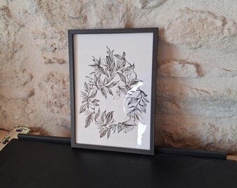 The Art of Zentangle Drawing, Unique Artwork N167, India Ink, Brings Zen into Your Home, Original Gift
