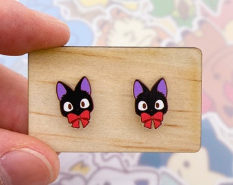 Black Cat Stud Earrings