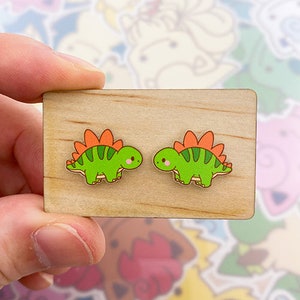 Dinosaur Stud Earrings Stegosaurus