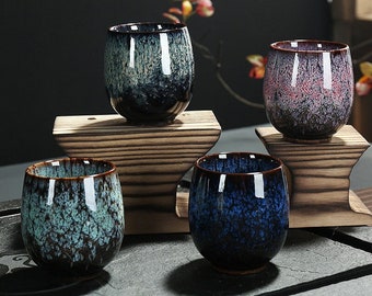 Pottery  Mug, Pottery  Mug Set 4, Set of rustic pottery mugs, slate blue mugs, Mystique Stoneware Mug, Melange Ceramic Mug, ceramic tea cup