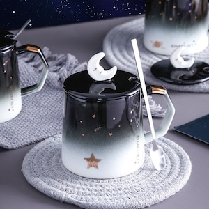 Starry Night Mug, Tree Mug, Starry night Creative Ceramic mug, Camping Coffee Cup, Northern lights, Handmade Christmas Mug, Starry Sky Mug