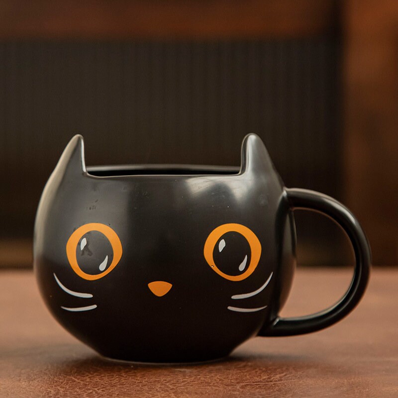 Halloween Starbucks Cat Mug With Lid and Spoon Cat Pumpkin Etsy