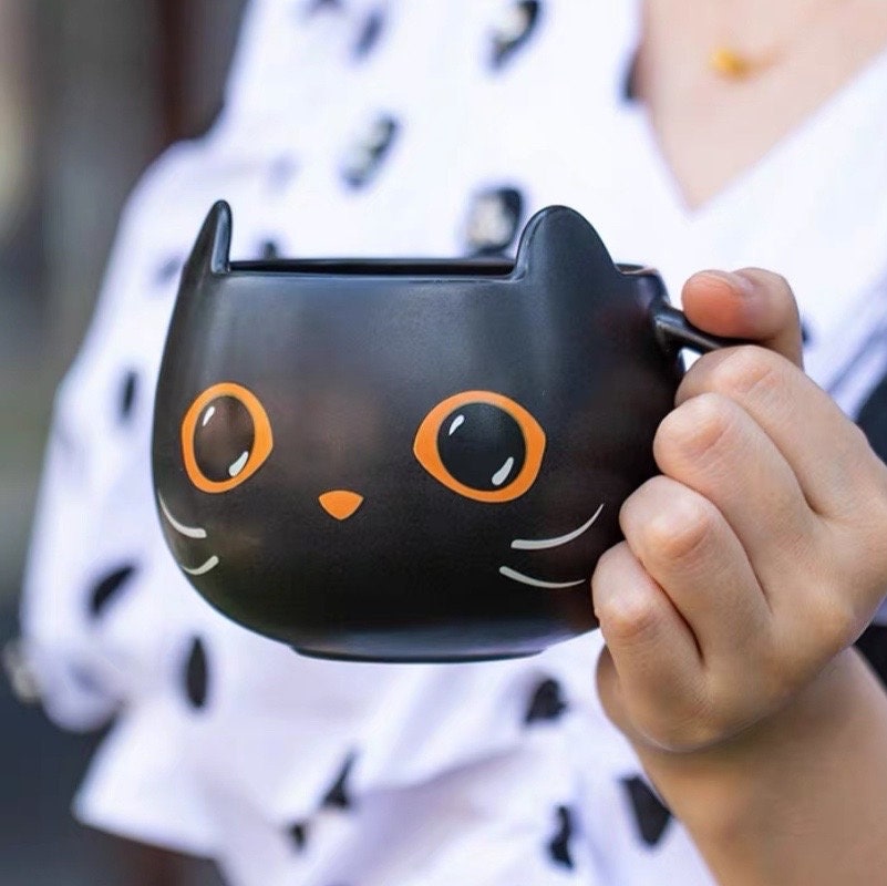 Halloween Starbucks Cat Mug With Lid and Spoon Cat Pumpkin Etsy