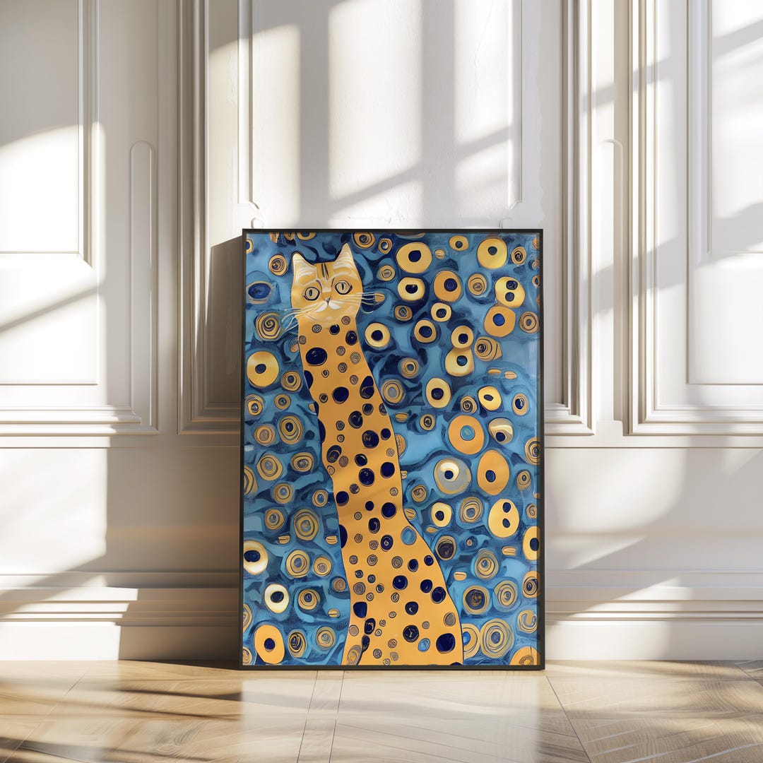 Cat in the Style of Gustav Klimt Print OOAK Instant Download Printable ...