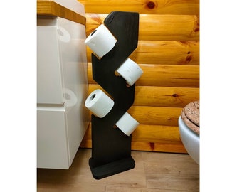 Black wooden toilet paper holder
