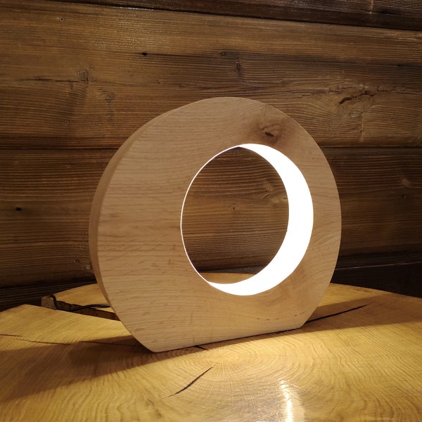 Wooden oak bedside lamp