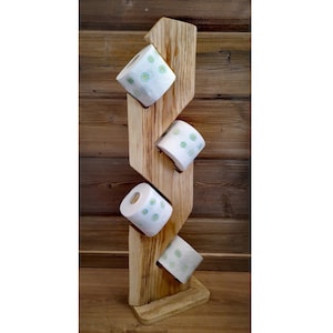 Oak wood toilet roll holder