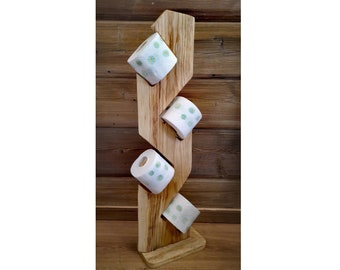 Oak wood toilet roll holder