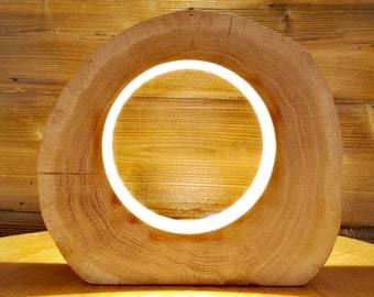 Wooden oak bedside lamp