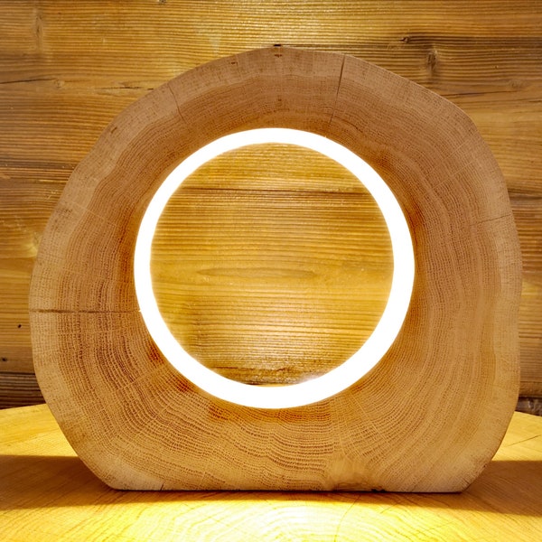 Wooden oak bedside lamp