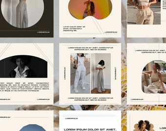 May include: Nine Instagram story templates with a minimalist aesthetic. Each template features a different color scheme and graphic element, such as a circle, a half-circle, or a flower. The text "Lorem Ipsum" is used as a placeholder for text.
