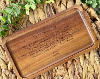 Personalized Wedding Day Valet Tray | Engraved Gift from Bride for Father of the Groom, Father of the Bride, Mother & In-Law Keepsake