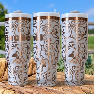 Personalized 40oz Ghost Tumbler | Engraved Spooky Season Cup with Handle & Straw | Halloween Gift | Custom Gothic Insulated Drinkware