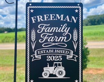 Personalized Family Farm Sign | Custom Metal Farm Sign with Tractor | Last Name & Established Year | Outdoor Barn or Homestead Decor Gift
