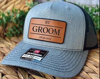 Chapeaux de garçons d'honneur personnalisés | Casquette trucker personnalisée pour noce | Marié, témoin, père du marié | Richardson 112 | Écusson gravé