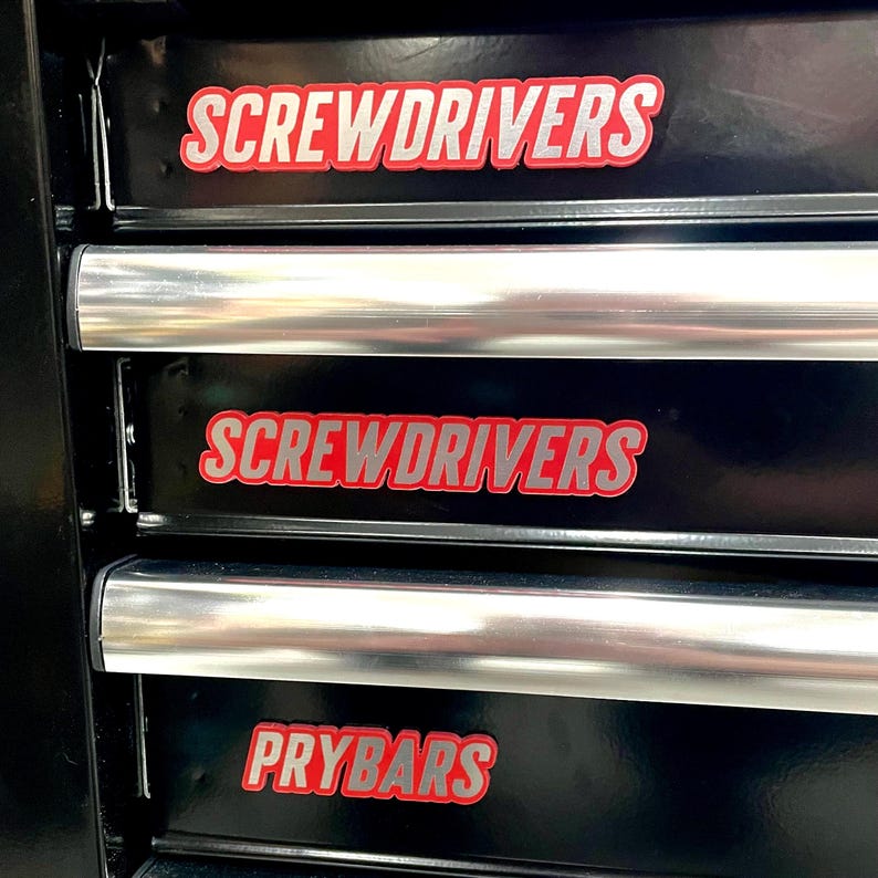 Screwdriver Lettering Custom Toolbox Labels | 1-24 Pack Engraved Acrylic Tags | Durable ...