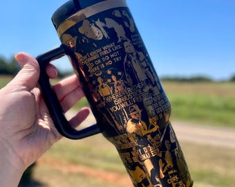 80s Movie Theme 40oz Engraved Tumbler - Retro Film Fanatic's Dream: Ideal Gift for the Film Buff in Your Life - A Nostalgic Gift!