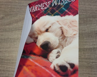 Christmas Puppy Journal, Handbound Journal, Upcycled Card Diary