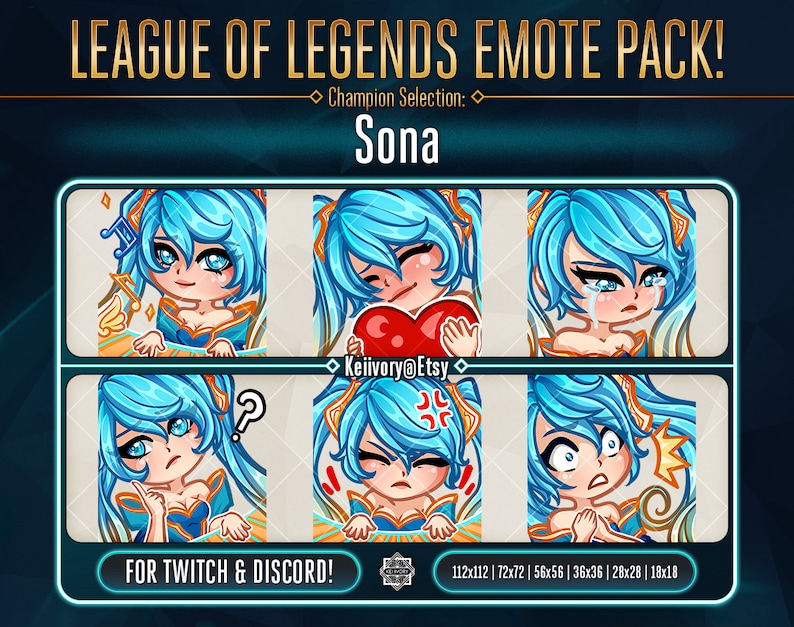 Lol: Sona Emote Pack! - Etsy