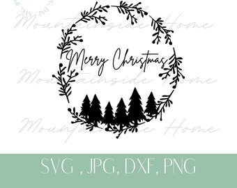 Christmas wreath svg | Christmas tree svg | Wreath svg | Merry Christmas svg