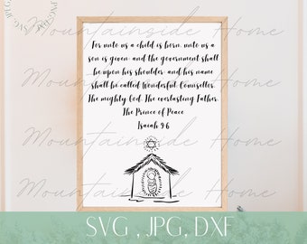 For Unto Us A Child Is Born | Isaiah 9:6 | Christmas Sign | Christian Svg | Christian Christmas | Christmas svg