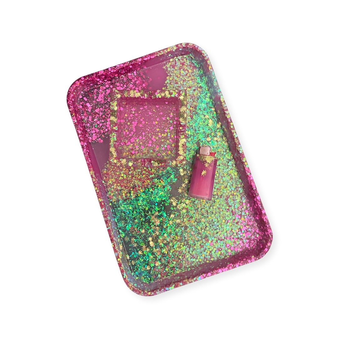 Fuchsia and Green Maryjane Tray and Ashtray Set Rolling Tray Etsy