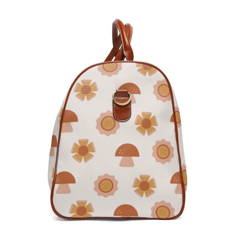Boho Mushrooms and Flowers shops Weekender Bag. Boho Bag. Waterproof Travel Bag