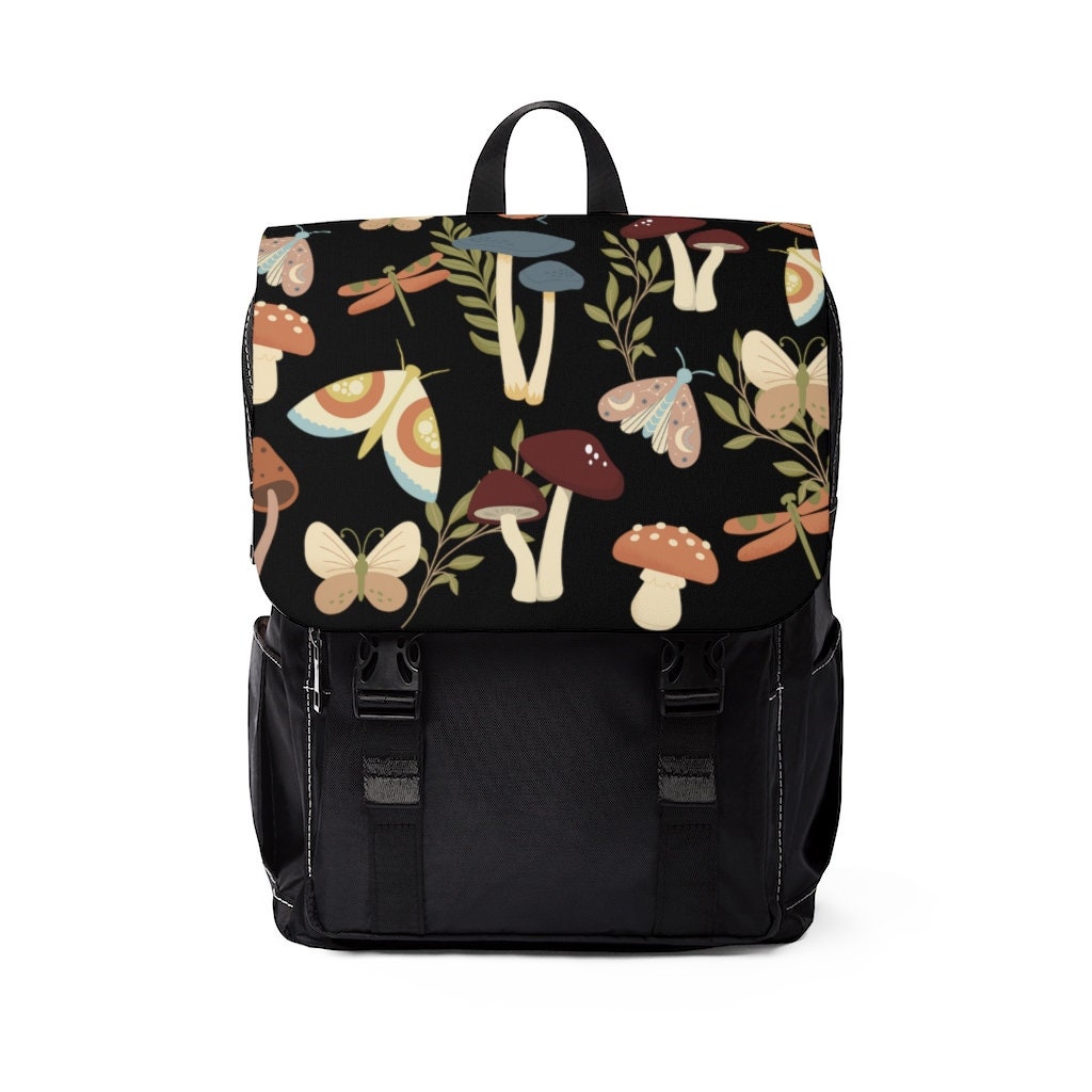 Discover Boho Mushrooms and Moths Unisex Casual Shoulder Backpack