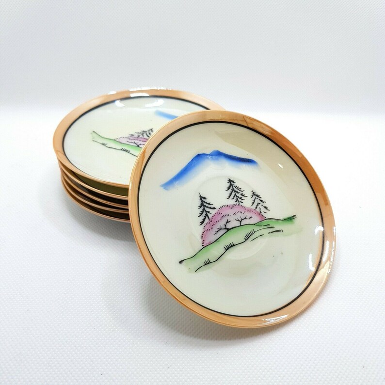 Vintage Mid Century Japanese Hand Painted Bone China Tea Set Etsy