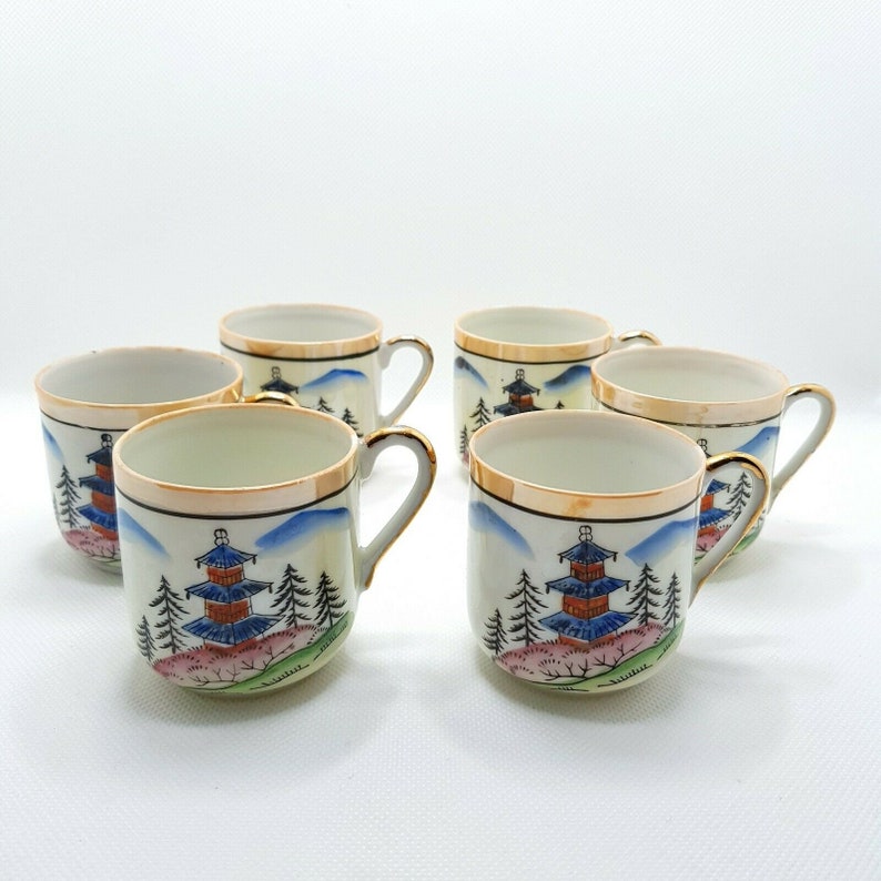 Vintage Mid Century Japanese Hand Painted Bone China Tea Set Etsy