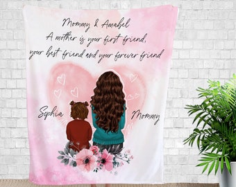 Personalized Gift, Customized Blanket, Mom And Daughter, Gift For Woman, Mother Gifts, Personalized Gift For Mom, Blanket Design