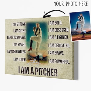 I Am A Pitcher Canvas, Personalized Canvas, Wall Decor, Canvas Wall Art, Gifts For Men, Gifts For Boys, Boys Baseball Gifts, Custom Poster