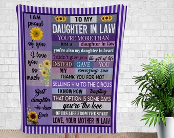 Daughter Blanket, Family Gift, To My Daughter-In-Law Blanket, Message Blanket, Daughter Gift, Gift From Mom, Gift For Daughter